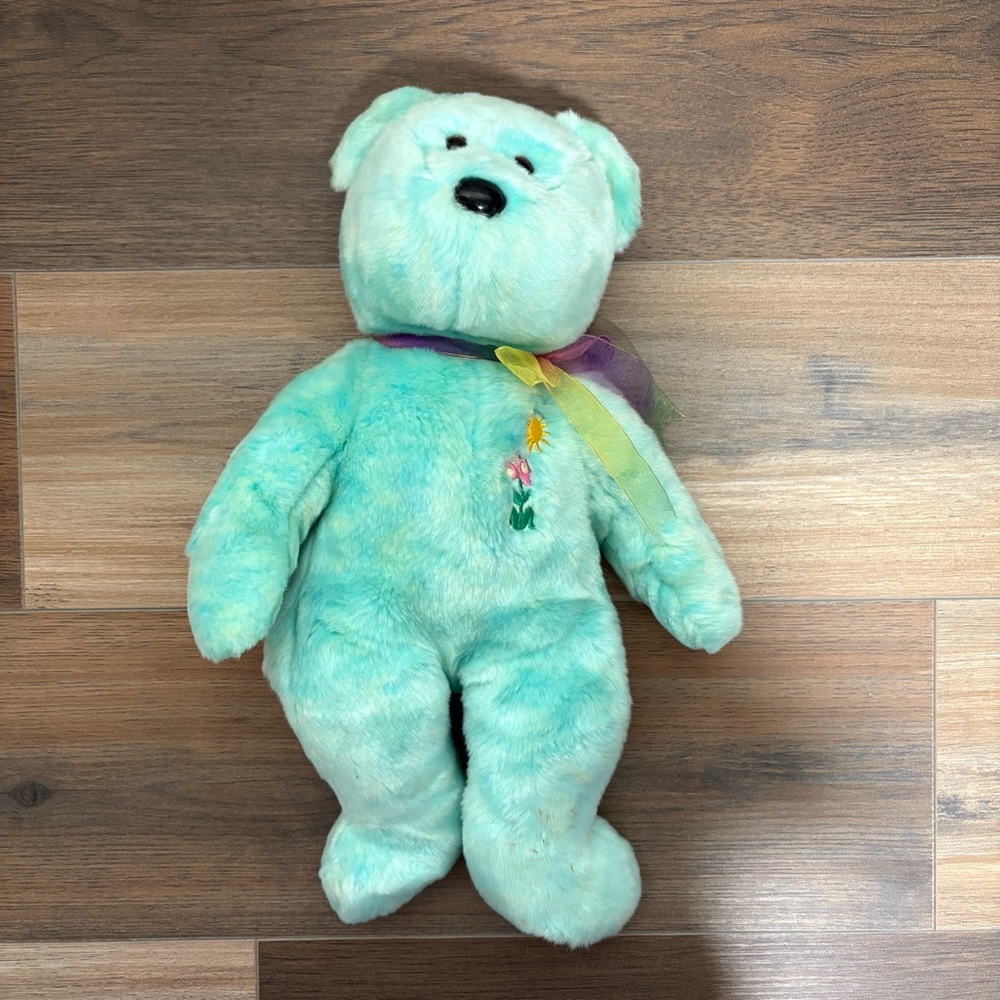 TY Beanie Babies - (2001) Ariel Bear Plush Pediatric Aids Foundation Baby (14”)
